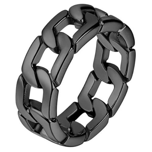 Edelstahl Herren Ring Cuban Link Schwarz-17mm von Mendes