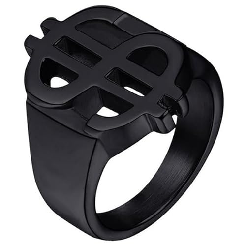 Edelstahl Herren Ring US Dollar Schwarz-19mm von Mendes