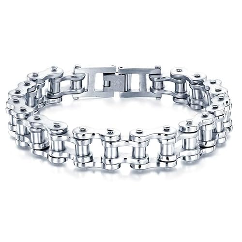 Herren Armband Edelstahl Biker Kette Silber von Mendes