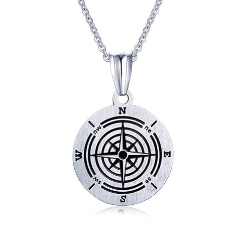 Herren Gliederkette Jacke mit silberfarbenen Kompass Anhänger von Mendes