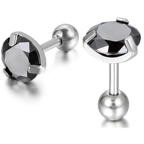 Herren Ohrhänger Schwarz Königskrone Silber-5mm von Mendes