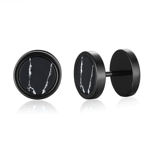 Herren Ohrringe Mendes Edelstahl Marmor Schwarz von Mendes