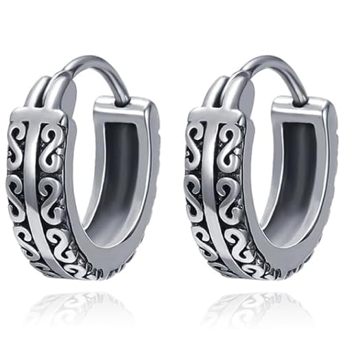 Herren Ohrringe Silber Stahl mit Fantasy-Details von Mendes