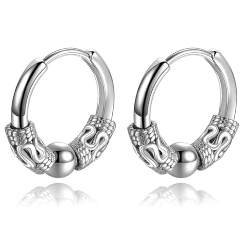 Herren Ohrringe Stahl Silber mit Details und Kugel - 20mm von Mendes