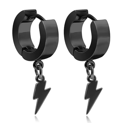 Herren Ohrringe schwarz Edelstahl mit Blitz von Mendes
