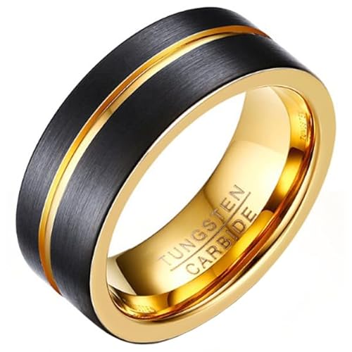 Herrenring Wolfram Vergoldet Schwarz Gold 8mm-18mm von Mendes