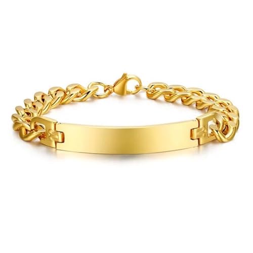 ID Armband Herren Mendes Edelstahl Gravurplatte Gold - 21cm von Mendes