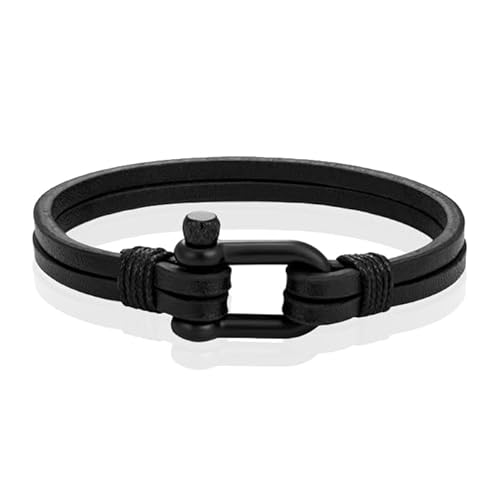 Mendes Doppeltes Lederband - D-Shackle Noir-19cm von Mendes