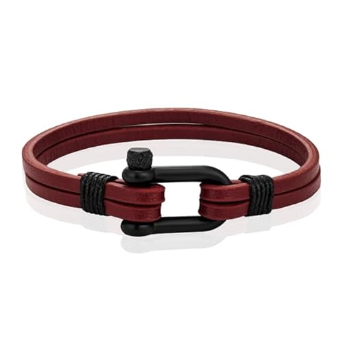 Mendes Doppeltes Lederband - D-Shackle Red Wine-21cm von Mendes