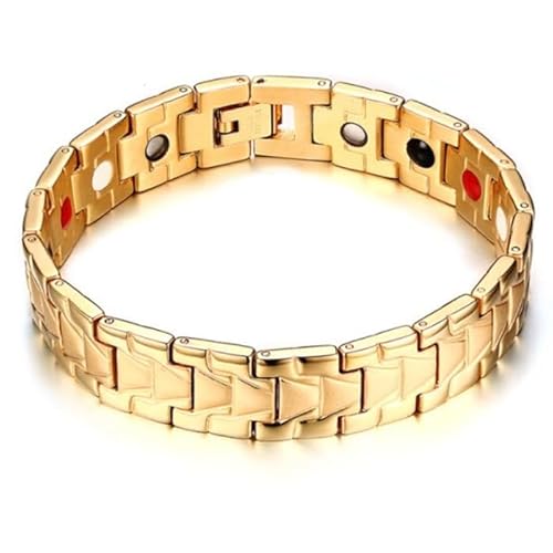 Mendes Herren Armband Edelstahl Energie Magnete Gold von Mendes