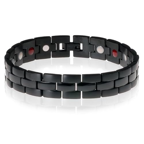 Mendes Herren Armband Edelstahl Magnet Schwarz Nacht von Mendes