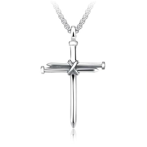 Mendes Herren Halskette Edelstahl Nagel Kreuz Silber von Mendes