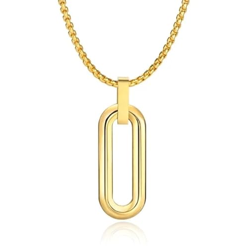 Mendes Herren-Halskette mit 3D Oval Geometrische Anhänger - Gold von Mendes