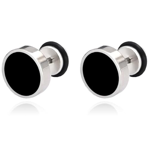Mendes Herren Ohrringe Edelstahl Schwarz Silber-8mm von Mendes