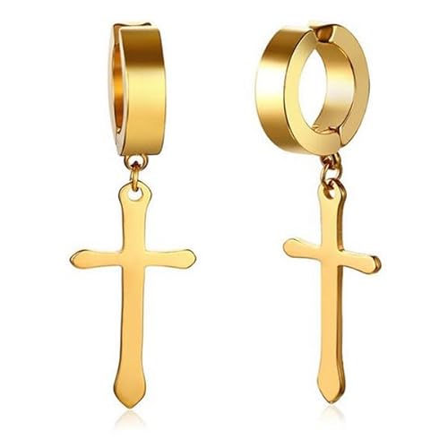 Mendes Herren Ohrringe Kreuz Edelstahl Gold von Mendes
