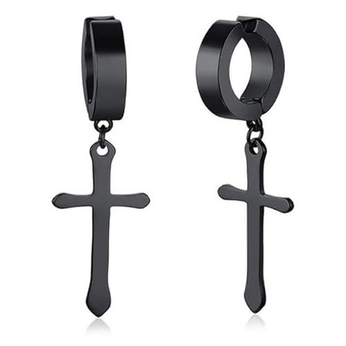 Mendes Herren Ohrringe Kreuz Edelstahl Schwarz von Mendes