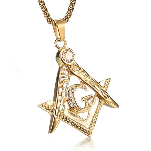 Mendes Herrenkette Edelstahl Freimaurer Gold von Mendes