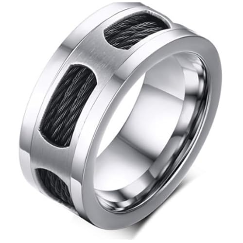 Mendes Herrenring Edelstahl Schwarz Kabel-21.5mm von Mendes