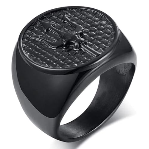 Mendes Herrenring Edelstahl Trident Schwarz-21.5mm von Mendes