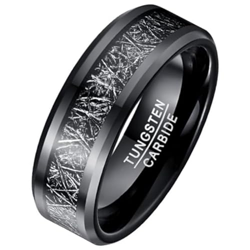 Mendes Herrenring Wolframcarbid schwarz Vermiculit Inlay-18mm von Mendes