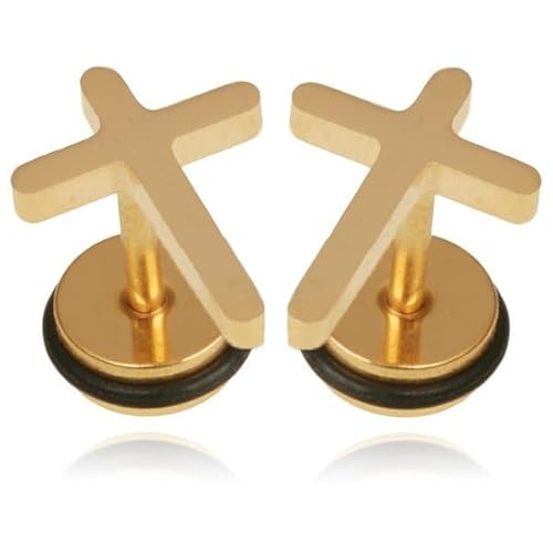 Mendes Kreuz Ohrstecker Edelstahl Gold von Mendes