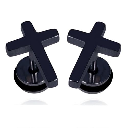 Mendes Kreuz Ohrstecker Edelstahl Schwarz von Mendes