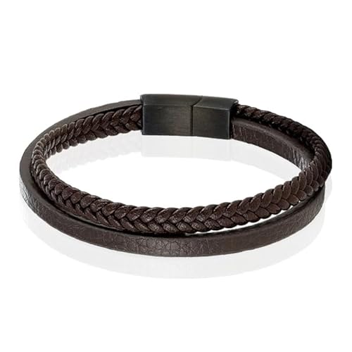 Mendes Minimalistisches Herren Armband aus Leder - 2 Stränge, Braun-21cm von Mendes