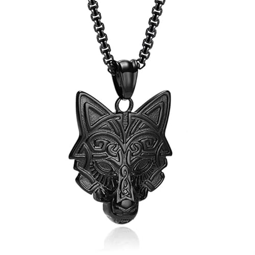 Mendes Nordic Heren Ketting - Rune Wolf Black von Mendes