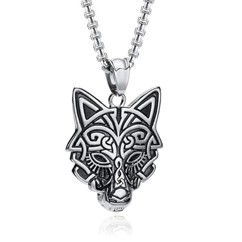 Mendes Nordic Heren Ketting - Rune Wolf Silver von Mendes