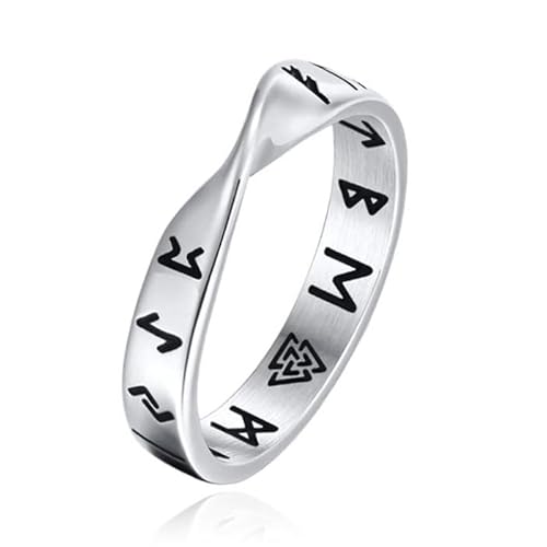 Mendes Nordic Herren Ring Rune Script Silver-21.5mm von Mendes