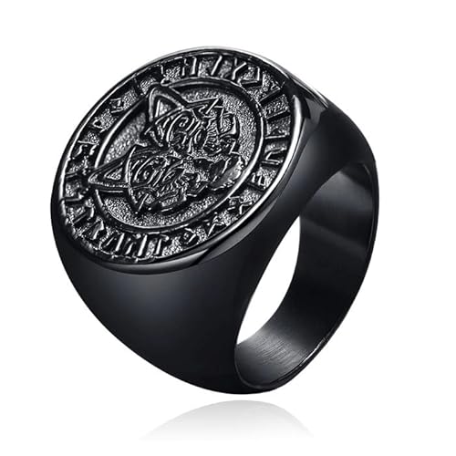 Mendes Nordic Ring - Runic Wolf Black-19mm von Mendes