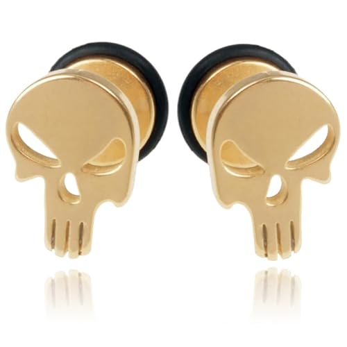 Mendes Schädel Ohrstecker Edelstahl Gold von Mendes
