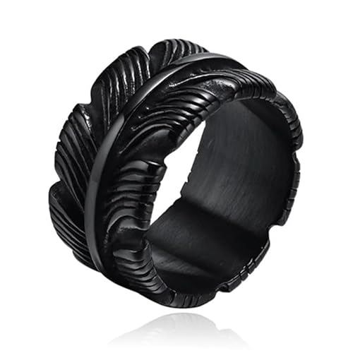 Mendes Schmuck Ring für Männer - Feder Schwarz-18mm von Mendes
