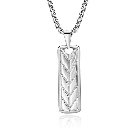 Mendes Stahl Herren Halskette mit Weizen Muster Dogtag Anhänger - Silber von Mendes