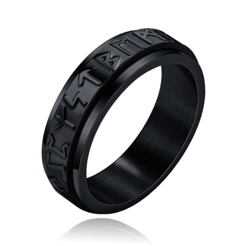 Mendes Viking Script Ring - Edelstahl Schwarz-18mm von Mendes