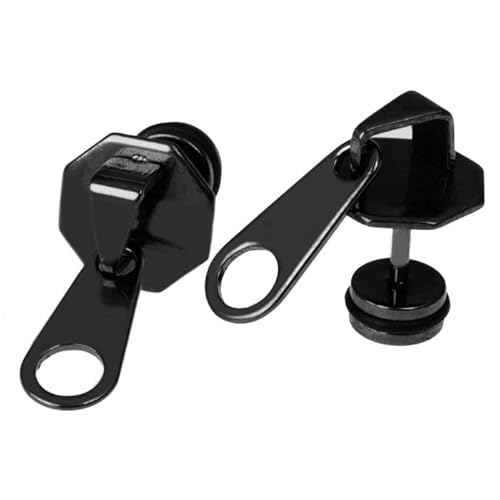 Mendes Zipper Ohrstecker Titan Schwarz von Mendes