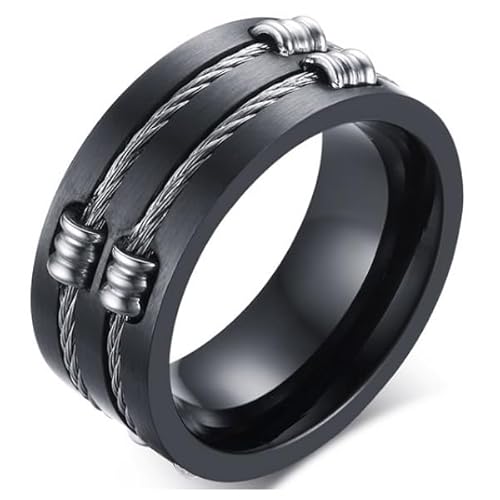 Schwarzes Stahlseil Ring-20mm von Mendes