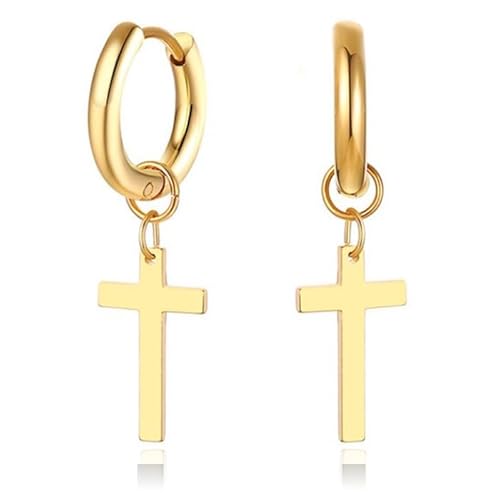 Stahl Herren Ohrringe Ohrringe Gold mit einem Kreuz von Mendes