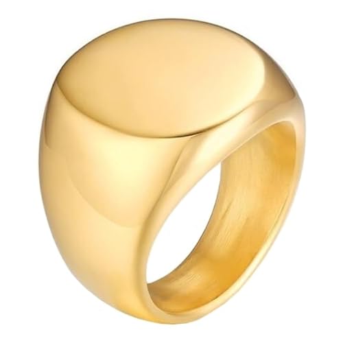 Stahl Herren Ring Mendes Runde Siegel Goldfarben-20mm von Mendes