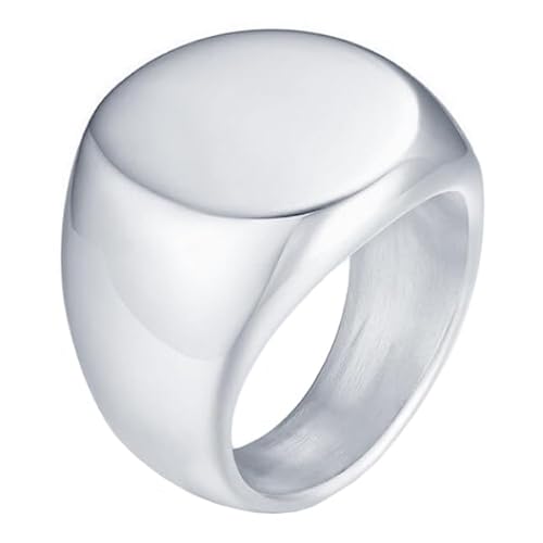 Stahl Herren Ring Mendes Runde Siegel Silber-18mm von Mendes