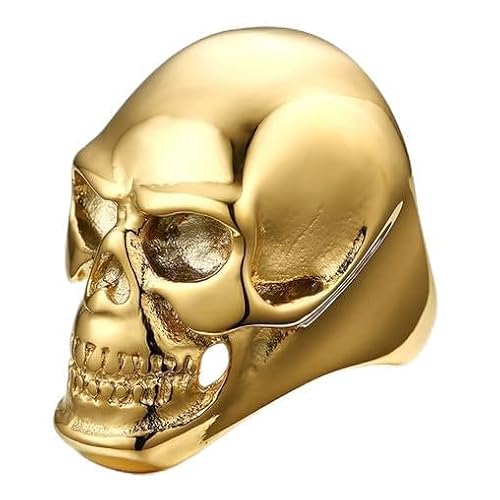 Stahl Herrenring Skull Gold-21mm von Mendes