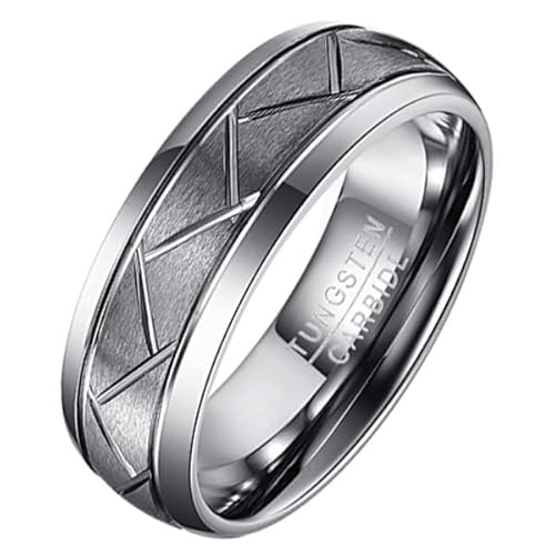 Wolfram Herren Ring Diagonale Nuten-18mm von Mendes