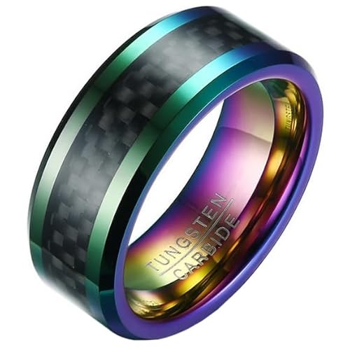 Wolfram Herren Ring Faser Multicolor Schwarz 8mm-21mm von Mendes