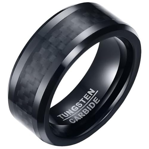 Wolfram Herren Ring Faser Schwarz 8mm-18mm von Mendes