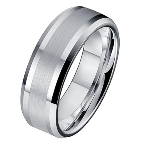 Wolfram Herren Ring Gebürsteter Streifen 8mm-18mm von Mendes