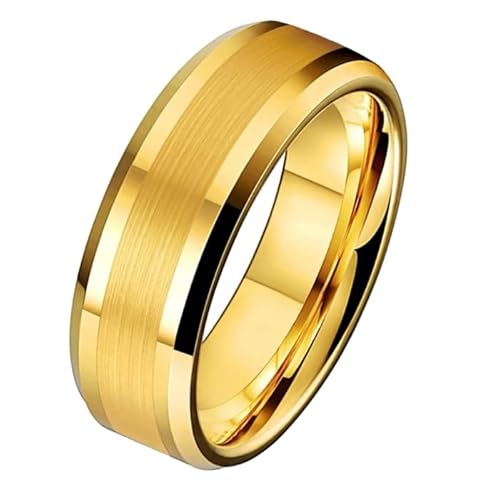 Wolfram Herren Ring Gold Gebürsteter Streifen 8mm-18mm von Mendes