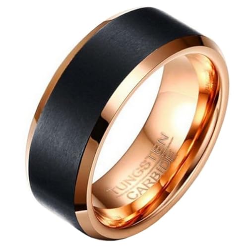Wolfram Herren Ring Roségold Schwarz 8mm-17mm von Mendes