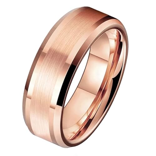 Wolfram Herren Ring Roségold gebürstet Streifen 8mm-18mm von Mendes