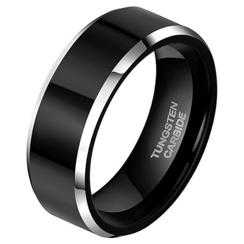 Wolfram Herren Ring Schwarz Silber 8mm-20mm von Mendes