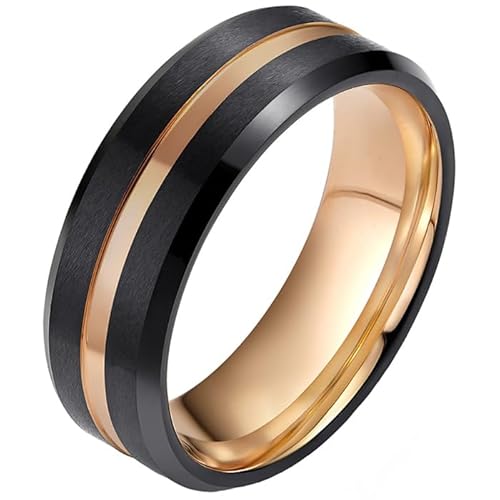 Wolfram Herren Ring Schwarz mit Rose 8mm-19mm von Mendes